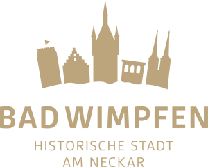 Logo der Stadt Bad Wimpfen in Gold bestehend aus Häusern und Text